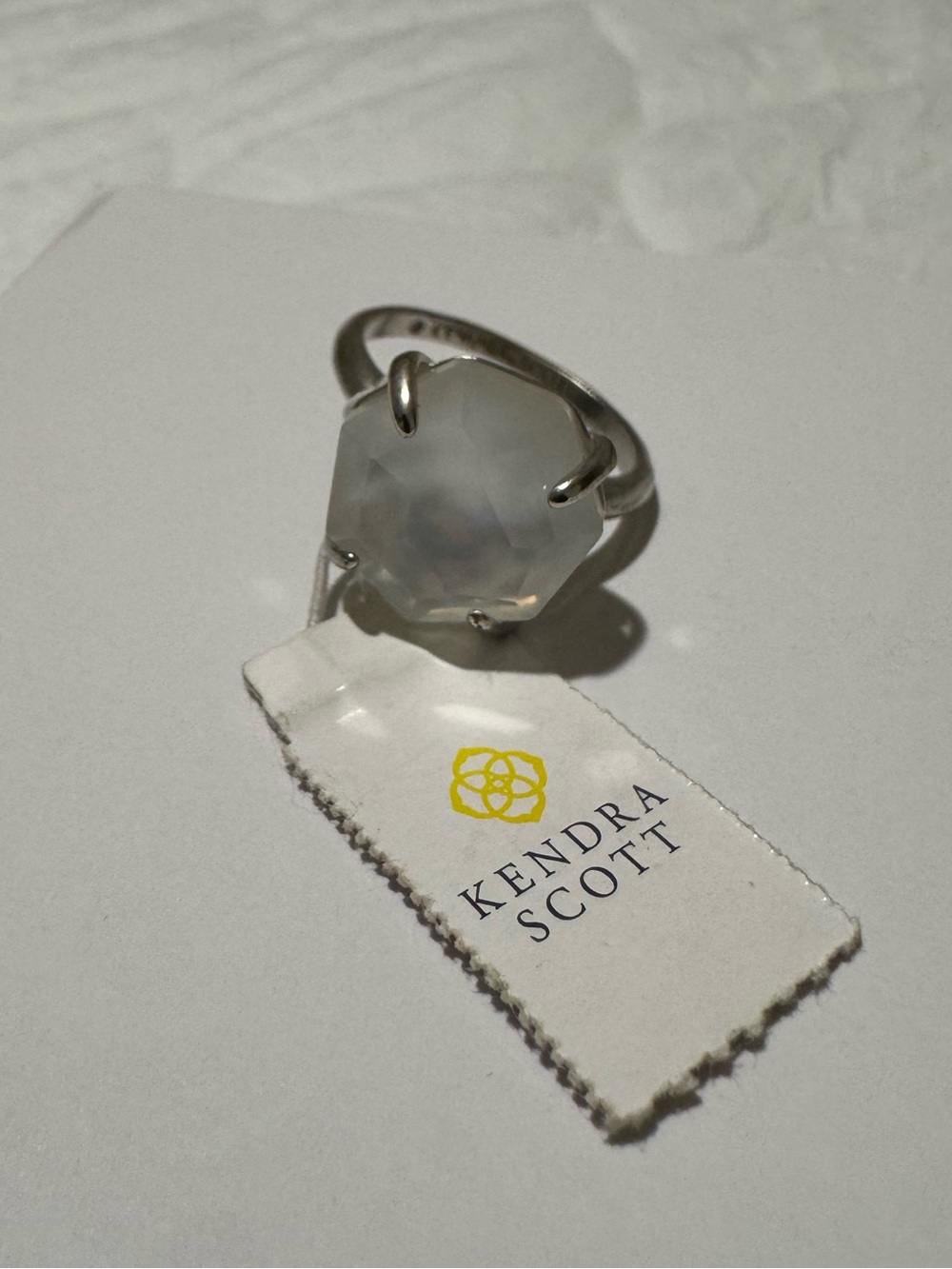 NWT Kendra Scott White Opal Ryan Cocktail Ring: Size 6